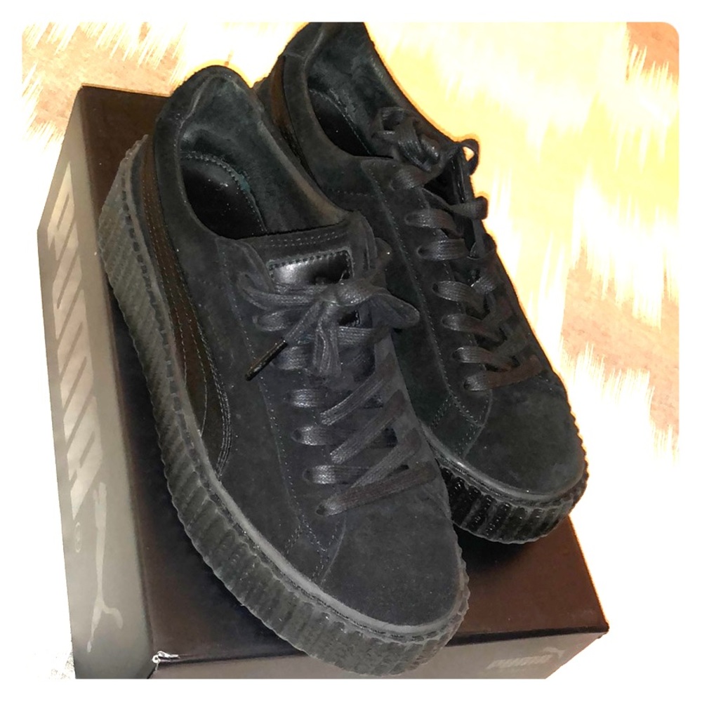 FENTY PUMA Rihanna Satin Suede Creeper Black 8.5